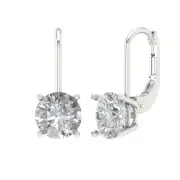 3Ct Moissanite - Round Cut VVS1 - Gold Drop Dangle Luxury Earrings Screw-Back