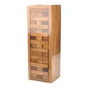 Wood Tumbling Tower Game - Perfect for Party Games, Outdoor Games for Adults and Family, Classic Stacking Block Games,L Wood Color