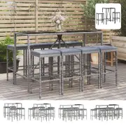 3 Piece Garden Bar Set with Cushions Black Poly Rattan Multi Colours/Sizes vidaXL