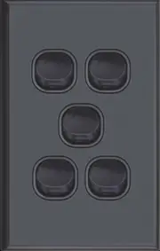 Slim Vertical 5 Gang Wall Plate Light Switch - Matte Black