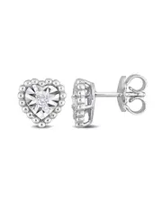 Rina Limor 14K 0.11 ct. tw. Diamond Heart Halo Studs