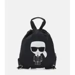 KARL LAGERFELD K/IKONIK 老佛爺厚磅尼龍束口後背包(黑色)