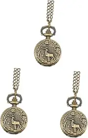 [Gatuida] 2 pcs Birthday Digital Classic Premium Deer Pattern Nurses Mechanical Pocket Skeleton Women Pendant Retro Vintage Fob with Clamshell Chest Practical Anniversary Flipping