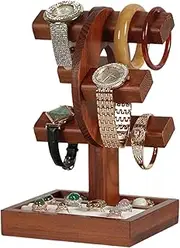 LeoLeozz Necklace Storage Holder, Desktop Bracelet Stand Holder Wooden, Jewelry Organizer Display Stand for Table, Bedroom, Living Room, Cabinet