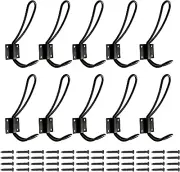 Rustic Entryway Hooks | 10 Pack of Black Wall Mounted Vintage Double Coat Hanger