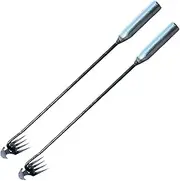 Manual Hand Weeder - 4 Teeth Garden Cultivator | Steel Forged Hand Weeder | Grass Puller with Long Handle | Rake Hoe foor Garden Lawn Field Terrace Park | Weeding Digger Tool | Garden Care Accessories
