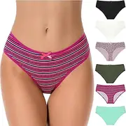 [Curve Muse] Womens Cotton Low-Rise Bikini Hipster Panties Underwear-6 Pack