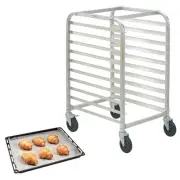 10 Tier Bakery Rack with Wheels Aluminum Storage Trolley for Sheet Pan Baking