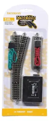 N Scale Bachmann 44864 Remote #4 Turnout Right Hand Nickel Silver E-Z Track