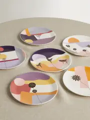 [NIMEROLOGY] NIMEROLOGY - I Left My Heart In Mexico 2nd Edition Set Of Six Bone China Salad And Dessert Plates - Orange - One size One size Orange