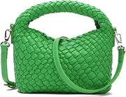 [LMKIDS] Women Woven Tote Small Crossbody Bag, Weave Quilted Purse Square Shoulder Bag Woven Handbag with Detachable Strap