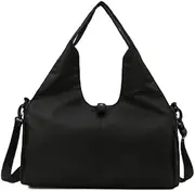 Gym Bag with Waterproof Shoe Compartment Grid for Item Organization OxfordCloth Handbags for Women Yoga Mat Bag Bag Gym, Black