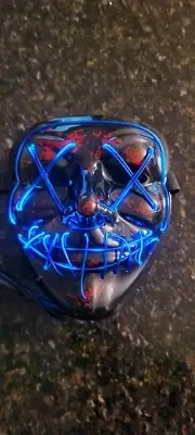 Halloween Seasonal blinking Lights Skull Scary Black mask