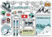 Grindelwald Sticker Set, A5 Sheet, Vinyl Stickers for Luggage or Laptop, Ski Resort Switzerland 79058