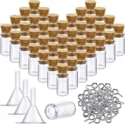 Yungyan 50 Pieces Small Mini Glass Bottles Jars with Cork Stoppers Set, Tiny Cor