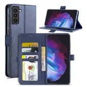 For Samsung Galaxy S23 Case SupRShield Wallet Leather Flip Magnetic Stand Case Cover (Navy Blue)