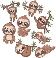 TOKIDNY 8PCS Sloth Embroidered Iron Applique Patches for DIY Clothing Bags Hats Cute Cartoon Decorative Sewing Patches for Crafts Repair Personalization