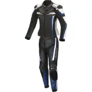 Mille Ladies Black Blue 2PC Leather Motorcycle Suit