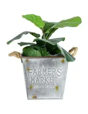 [Willow & Silk] Farmers Market Galv-Rust Square Bucket Planter in Rust