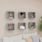 NNEVL Wall Cube Shelves 6 pcs Concrete Grey 26x15x26 cm