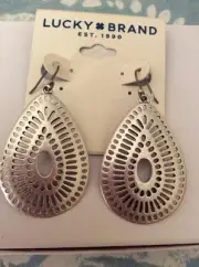 Lucky Brand Teardrop Earrings Cut Outs JLRY4480 Silver-Tone L 502