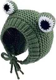 [Generic] Kids Knitted Beanie Hat Cute Frog Cartoon Winter Warmer Cap with Big Eyes for Baby Boys Girls