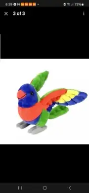 Wild Republic Cuddlekins Lorikeet Bird Plush Toy CK Mini Facts Card