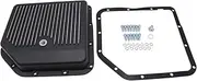 1 Set SHLPDFM Turbo 350 Black Powder Coated Aluminum Transmission Pan Kit With Gasket and Bolts TH350 Fits for GM Chevy Turbo 350 transmission