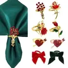 Metal Flower Napkin Rings DIY Towel Holder Rose Napkin Holder Table Decoration