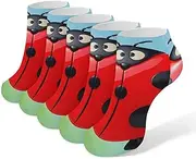 [AQRJLPM] Red Ladybug Socks No Show Socks Low Cut Anti-Slid Athletic Casual Invisible Liner Socks Unisex, White, One Size Short, White, One Size Short