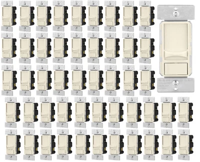 50 Pack, Eaton 300W LED Slide Dimmer Switch 3-Way, Light Almond Cream SUL06P-LA