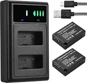 LP-E17 Battery Charger with Indicators + 2pcs LP-E17 Batteries 7.4V 1500mAh with USB Charging Cable Replacement for EOS 200D/ 750D/ 760D/ 800D/ 8000D/ M3/ M6/ T6i Cameras