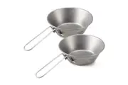 2pcs Lixada 260ml Titanium Bowl with Foldable Handle for Outdoor Camping Hiking Backpacking Picnic - Titanium