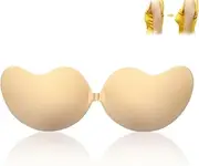 [Wuiil] Adhesive Bra Push Up, Size B, Invisible Bra, Backless, Strapless for Women, Reusable, for Evening Dress, Wedding Dress, Swimsuit and Backless, Silicone Push Up, Invisible and Flexible,