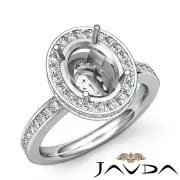 Diamond Anniversary Ring Oval Shape Pave Setting Semi Mount Platinum 950 0.82Ctw