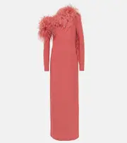 [Taller Marmo] Taller Marmo Garbo feather-trimmed gown AU 4 pink