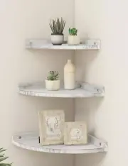 Corner Shelves Wall Mount, Rustic Natural Wood Corner Floating Shelf,