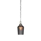 Toltec Cordova Chain Hung Pendant, Nickel, 5" Smoke Textured Glass - 92-BN-4252
