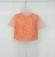 Warehouse Orange Floral Lace Tee Size 10 Uk Rrp £45 CR027 GG 15