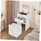 3 in 1 Vanity Desk with Flip Top Mirror, Small Make Up Vanity Set Traditional