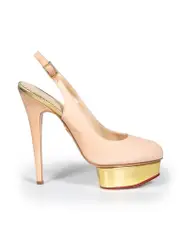 Pink Suede Slingback Pumps