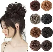 Hairpiece Messy Hair Bun Thick Updo Hairpieces Elastic Synthetic Wavy Curly Ponytail Hair Extensions Daily Use(8)