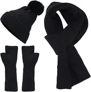 [Generic] Scarf Gloves Set Set For Teen Girls Women&Men Autumn Winter Warm Wool Hat Scarf Gloves Three Scarf Hat Set Women