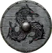 Medieval Fenrir Grey Wolf Shield Authentic Battle worn Viking Battle Ready Shiel