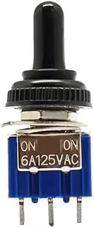 KLVN 6A 120VAC Mini 2 Position ON ON MTS-102 MTS-202 Toggle Switch 3 Position MTS-103 MTS-203 ON Off ON Switch with Waterproof Cap(MTS-102 Blue,with Waterproof Cap)