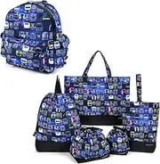 COLORFUL CANDY STYLE NT802100 Kindergarten Entrance School Entrance 6-Piece Set, Lesson Bag, Shoe Case, Drawstring Bag, Gymnastics Clothing Bag, Lunch Bag, Cup Bag, Accessory Case, Kindergarten