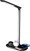 Adjustable Desk Lamp - Table Lamp Wireless Charger Bedside Light,Folding Dimmable Eye-Caring Reading Light Charging Stand for Bedroom Bedside Office Nightstand