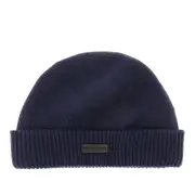 [EMPORIO ARMANI] EMPORIO ARMANI Cashmere beanie hat with leather logo patch Man S S Blue
