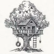 Childhood Dreams Treehouse Embroidered Quilt BLOCK