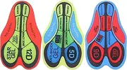 [Marsrut] 3PCS/SET Cycling Shorts Gel Pad 5D 9D 12D, Cycling Base Cushion for MTB Bike Seat Shockproof Bicycle Underwear Pads (3 Colors), Green, Red, Blue, One Size